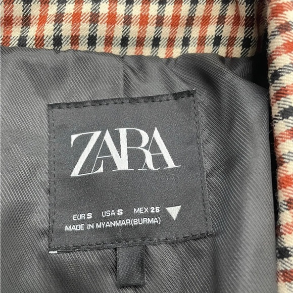 Zara Women's Plaid Check Blazer in Brown and Black - Picture 7 of 13